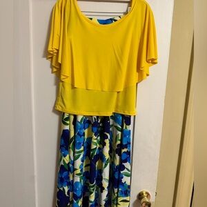 Yellow and Blue Floral Dress